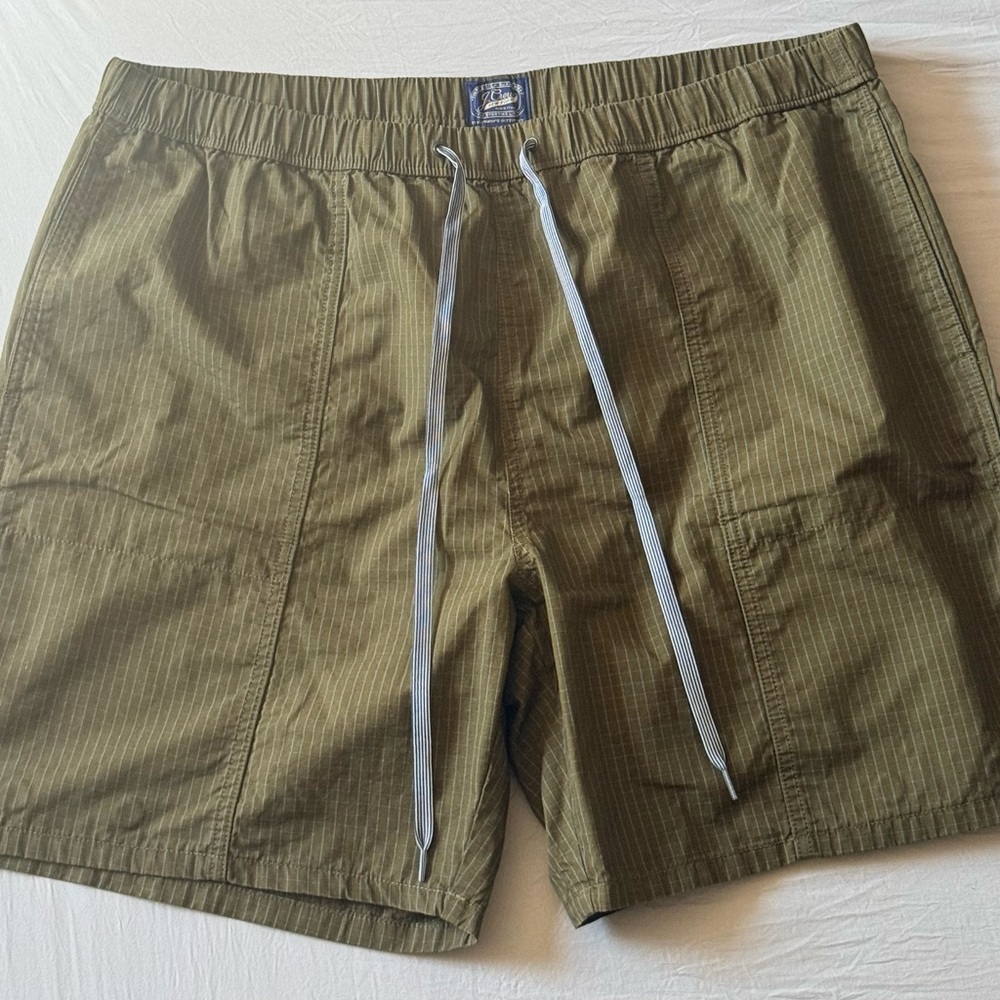 J. Crew Olive with Light Blue Stitching Ripstop Checkered Shorts Outdoors Hiking